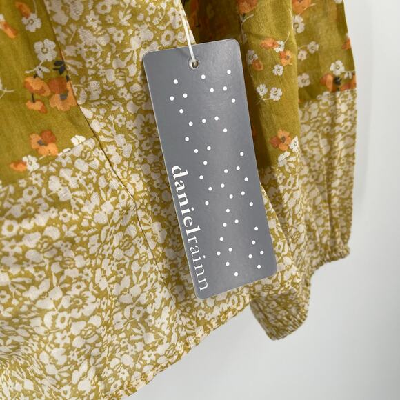 DANIEL RAINN Blouse Size Small NWT Trinity Floral Linen Blend Peasant Top Boho - Picture 5 of 13